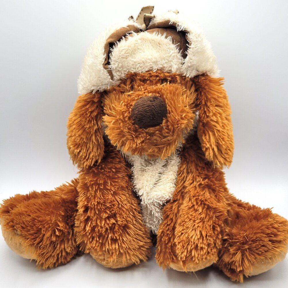 HugFun Bear Graham Airline/Plane Bomber Hat Soft Toy Plush 14" Tall Hugs